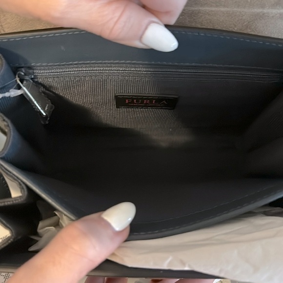 Furla Navy and Light Gray Satchel - Picture 8 of 11